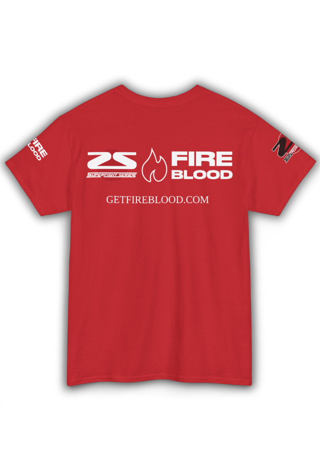 SFS x FIREBLOOD Fight Tee close-up Fireblood men's t shirt