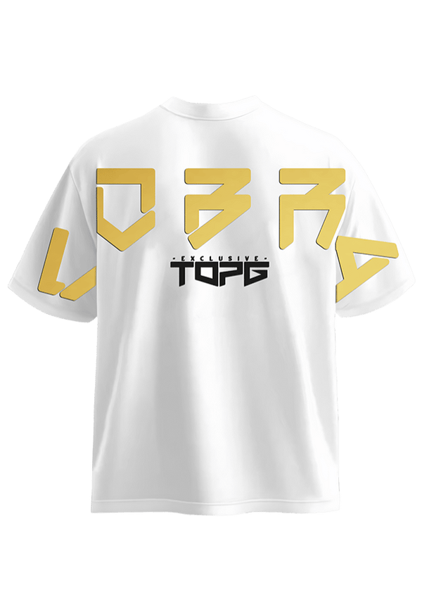 Cobra Shield Tee White Gold back view Top G men's t shirt