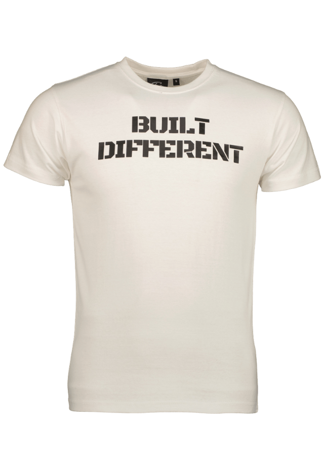 Built Different White side view Top G men's t shirt