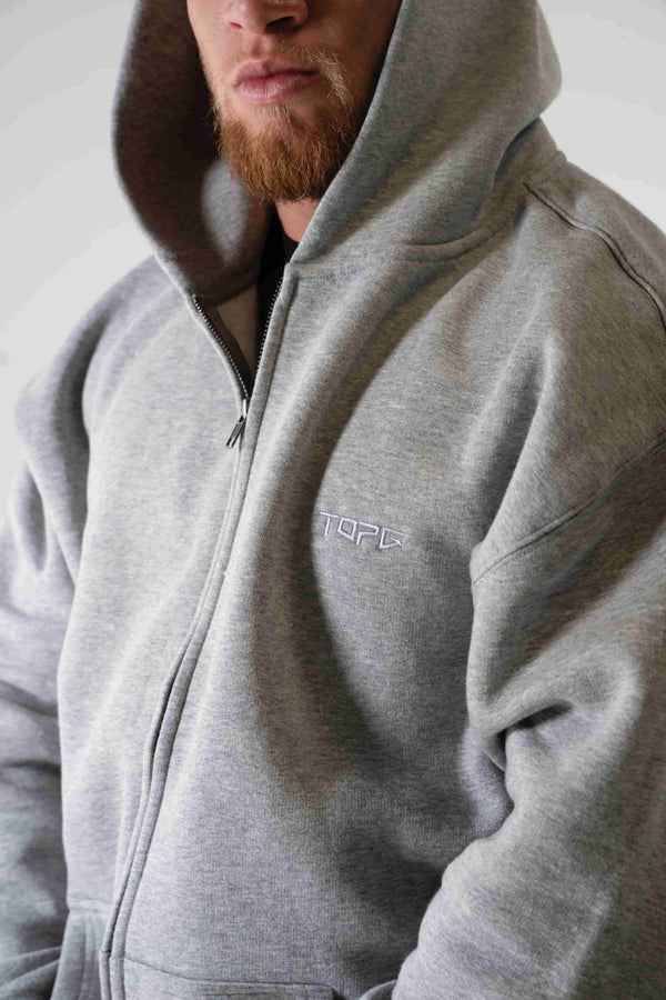 Axis Zip Hoodie Heather back view Top G men's zip hoodie