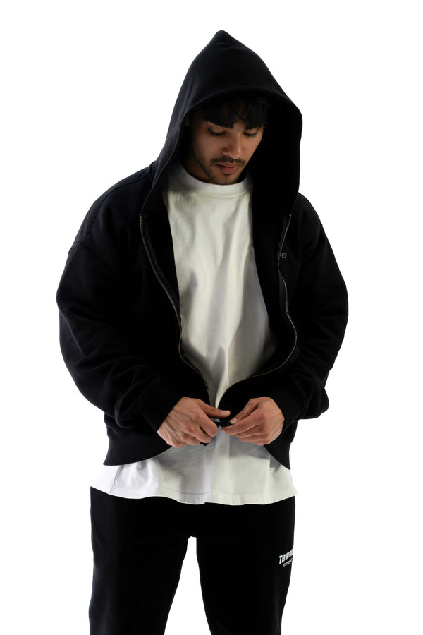 Axis Zip Hoodie Black back view Top G men's zip hoodie