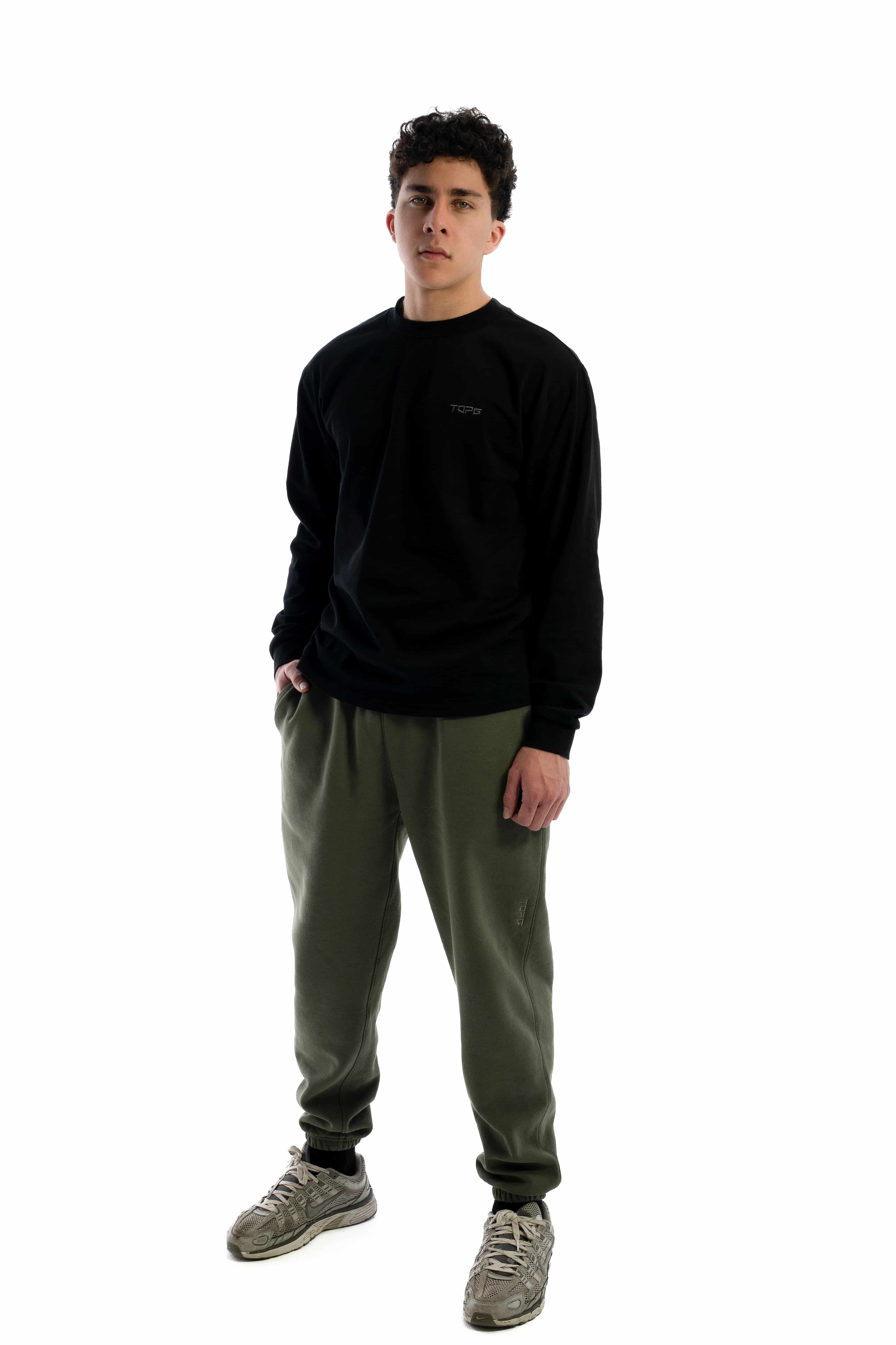 Essential Oversized Long Sleeve Black front view Top G men's t shirt
