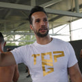Top Tee White and Gold detail Top G men's t shirt