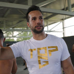 Top Tee White and Gold detail Top G men's t shirt