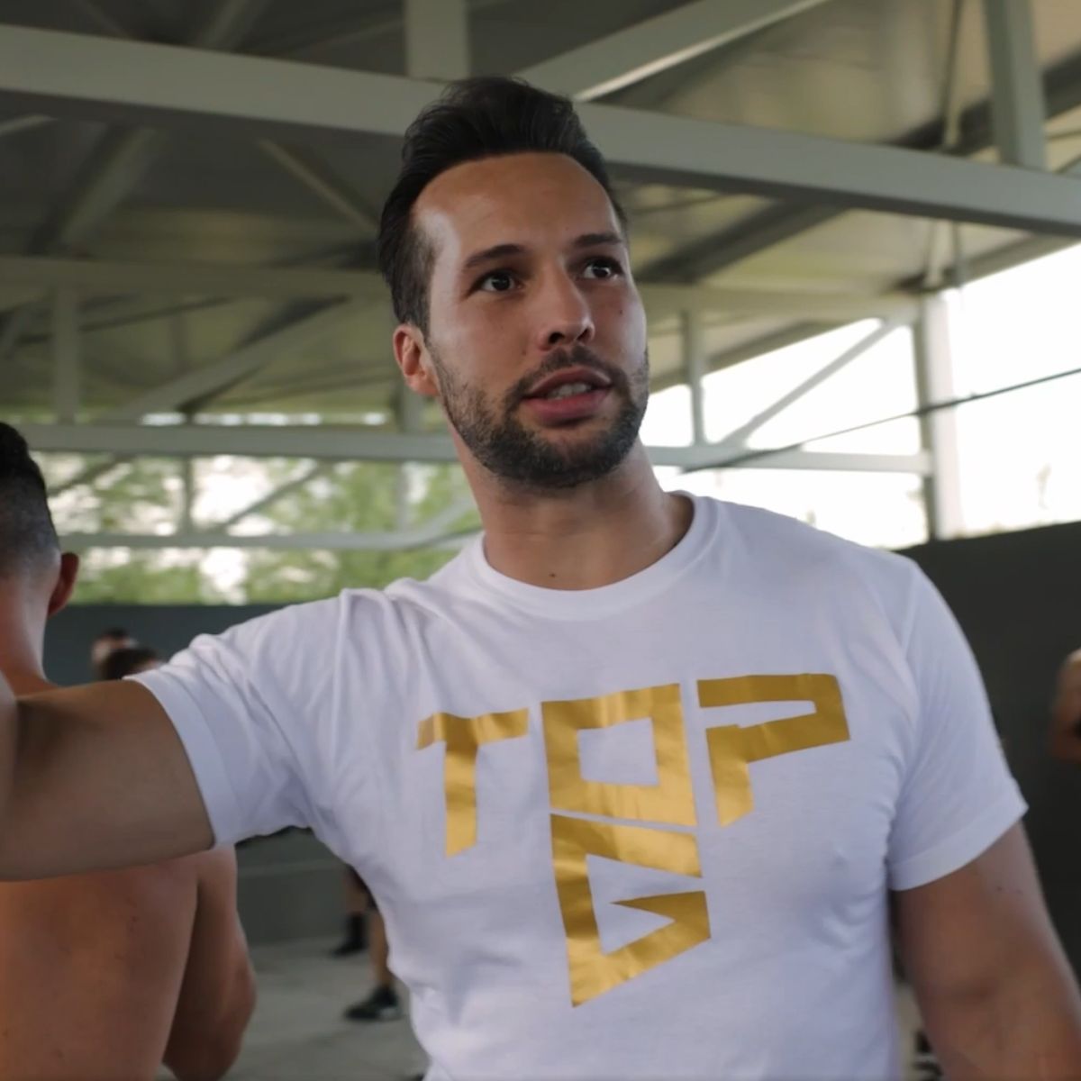 Top Tee White and Gold detail Top G men's t shirt