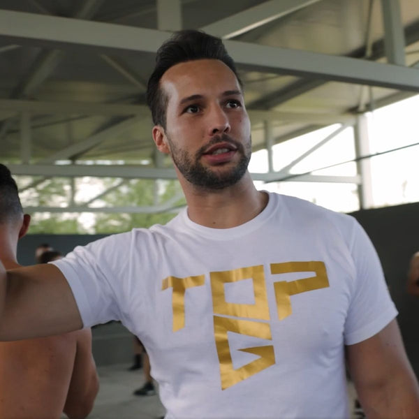 Top Tee White and Gold detail Top G men's t shirt