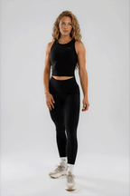 Motion Seamless Crop Tank Black