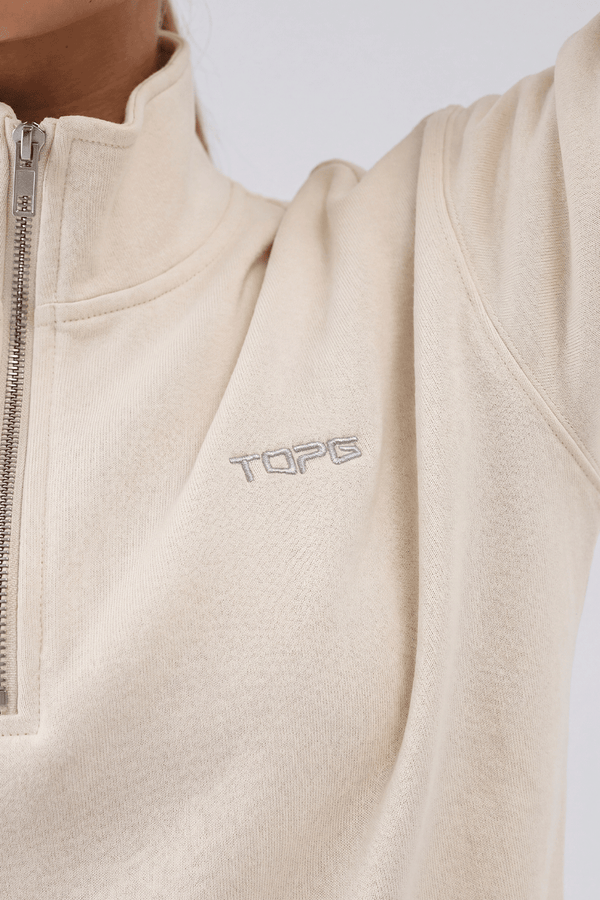 TG Half Zip Crew Bone