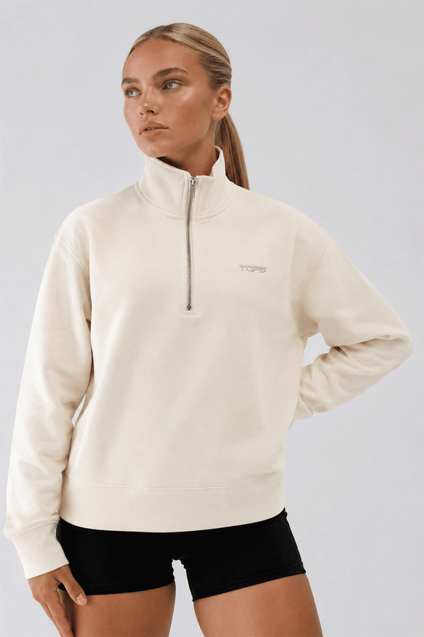 TG Half Zip Crew Bone
