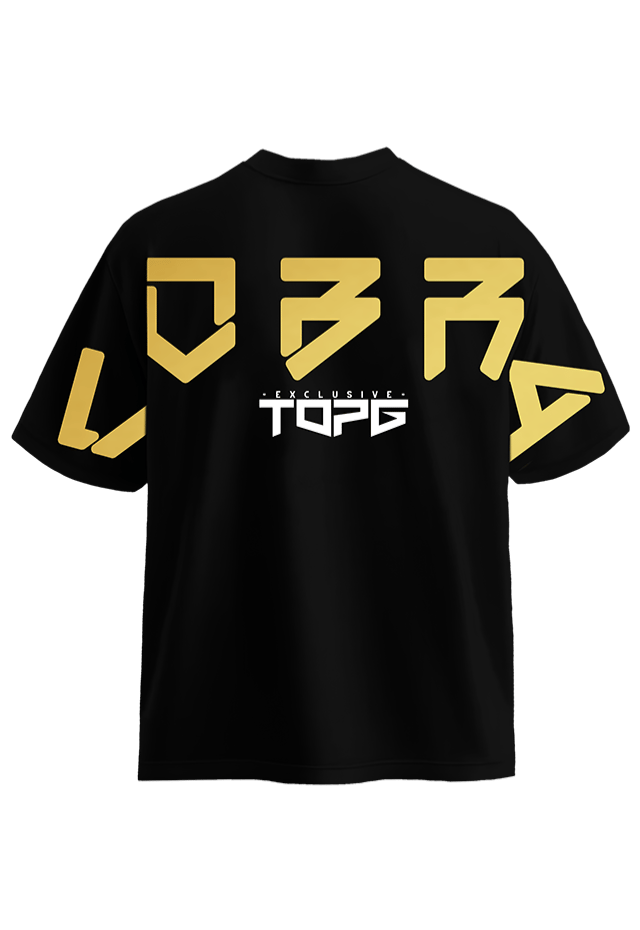Cobra Shield Tee Black Gold front view Top G men's t shirt