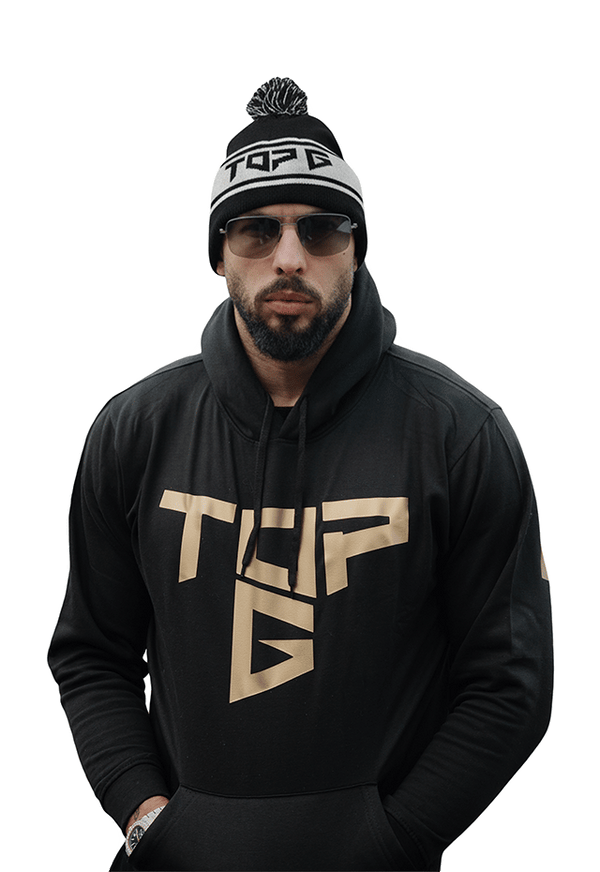 TOP G BOBBLE HAT front view Top G beanie