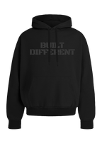 Built Different Hoodie Blackout Edition front view Top G men's hoodie