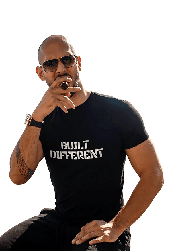 Built Different Black front view Top G men's t shirt