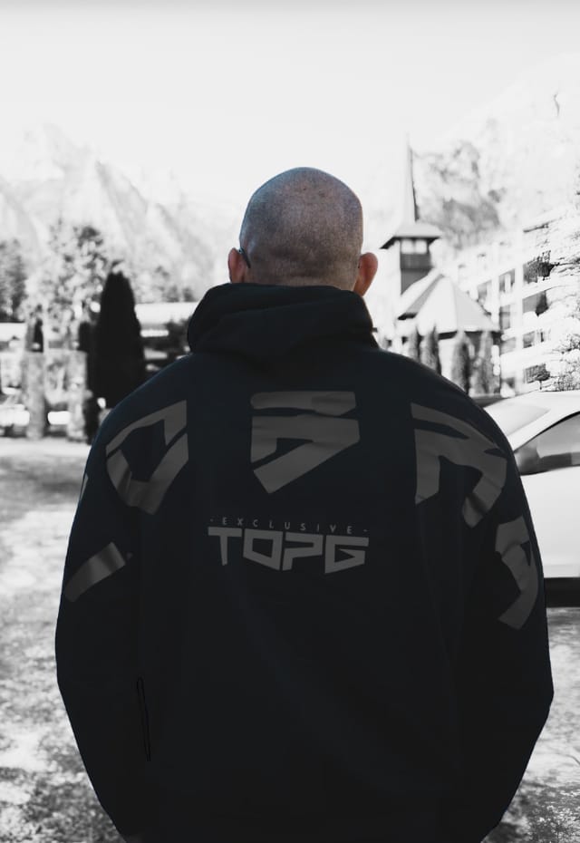 Cobra Shield Blackout Edition side view Top G men's hoodie