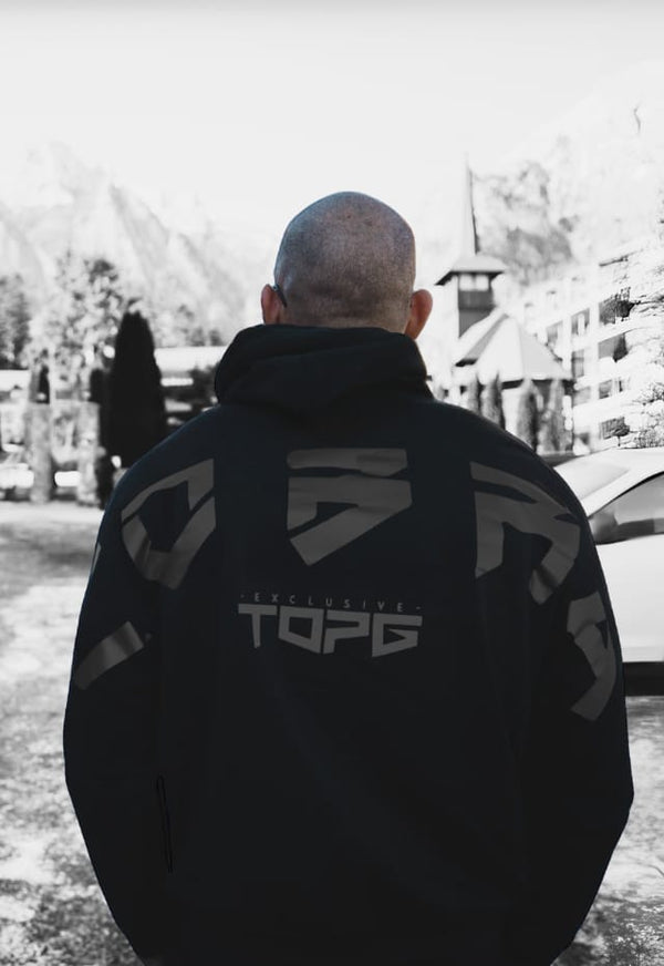 Cobra Shield Blackout Edition side view Top G men's hoodie