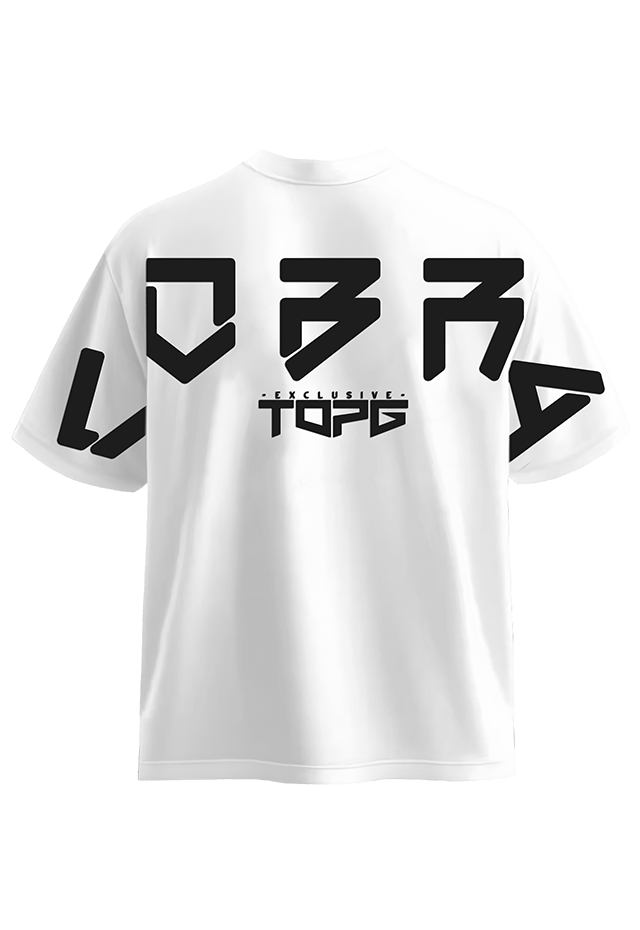 Cobra Shield Tee White Black front view Top G men's t shirt