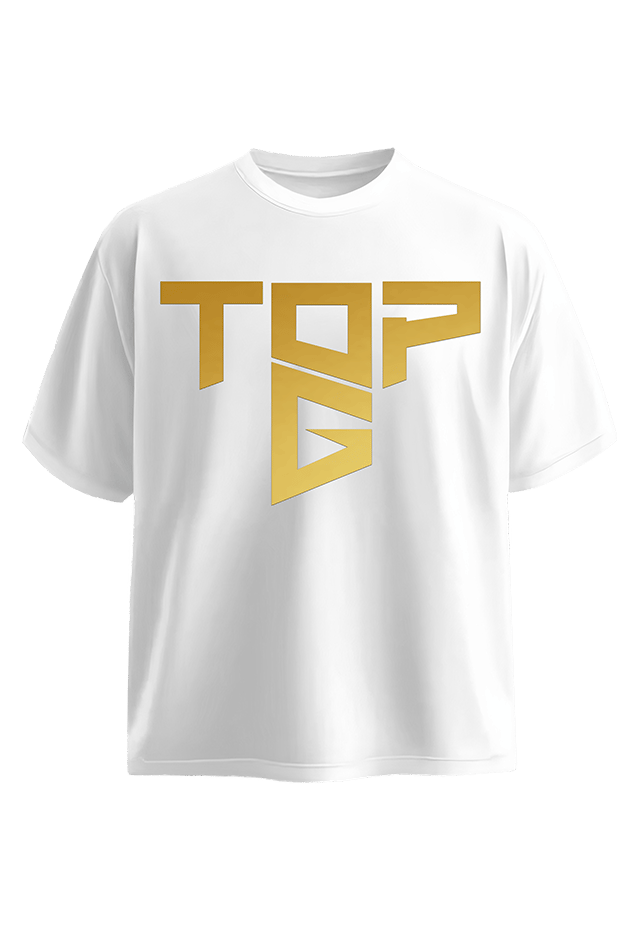 Cobra Shield Tee White Gold front view Top G men's t shirt