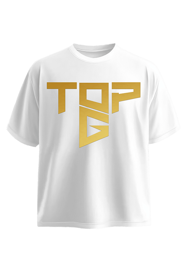 Cobra Shield Tee White Gold front view Top G men's t shirt