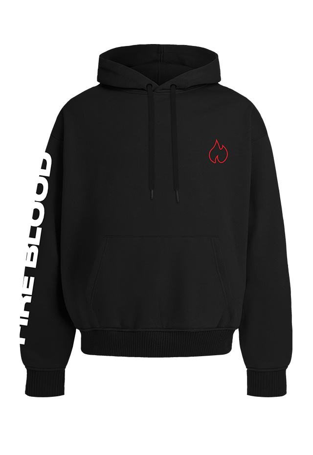 FIREBLOOD Hoodie Black front view Fireblood men's hoodie