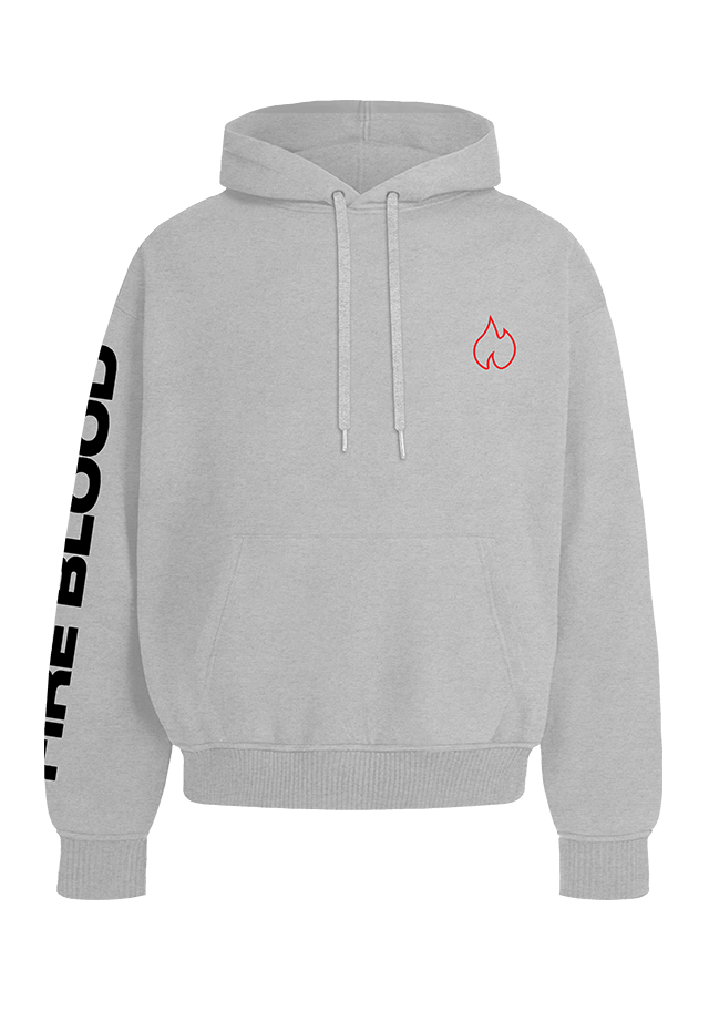 FIREBLOOD Hoodie Grey front view Fireblood men's hoodie