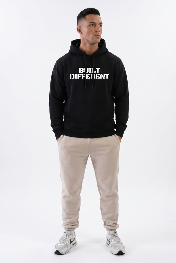 Built Different Hoodie Black detail view Top G men's hoodie