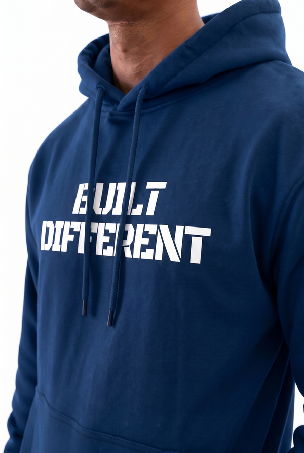 Built Different Hoodie Blue back view Top G men's hoodie