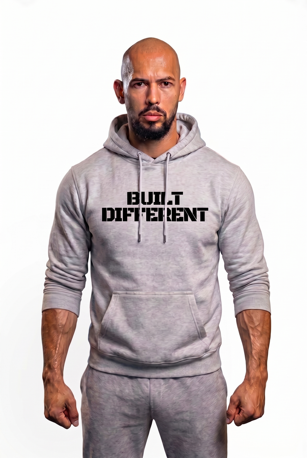 Built Different Hoodie Grey front view Top G men's hoodie