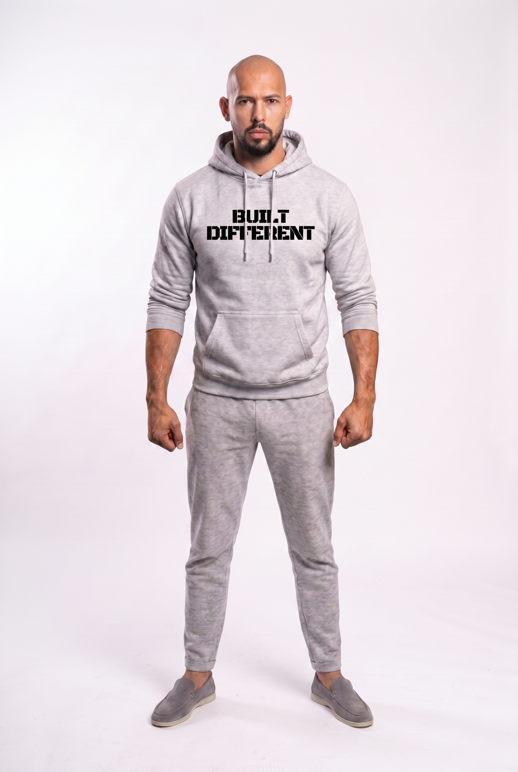 Built Different Hoodie Grey detail view Top G men's hoodie