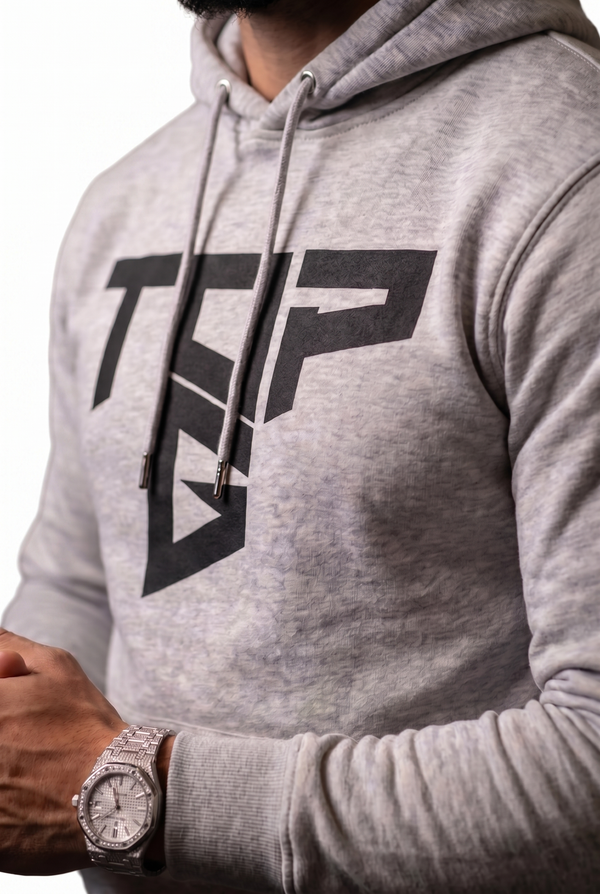 Cobra Shield Grey detail view Top G men's hoodie