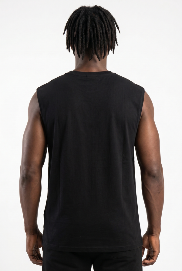 FIREBLOOD Vest Black back view Top G men's t shirt