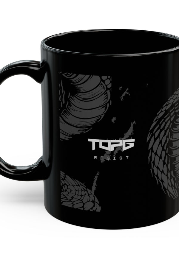 Cobra Mug Black - handle left, TOPG logo