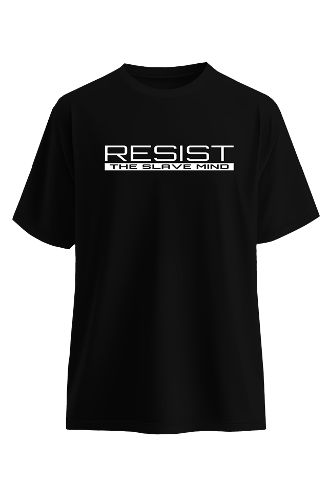Resist 2 Black front view Top G men's t shirt
