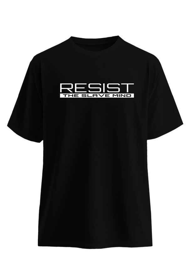 Resist 2 Black front view Top G men's t shirt