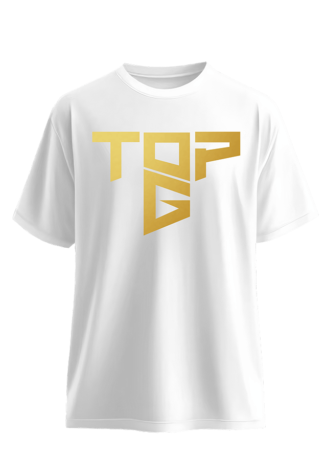 Top Tee White and Gold side view Top G men's t shirt