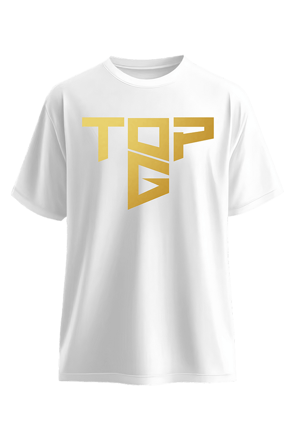 Top Tee White and Gold side view Top G men's t shirt