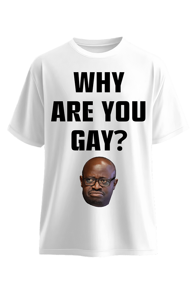 Why are you Gay? Black Face side view Top G men's t shirt